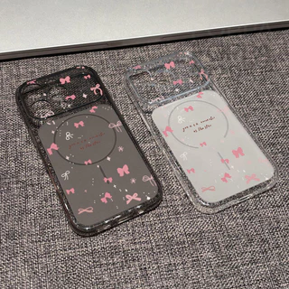 🔥POPPA 🔥เคสสำหรับ ไอโฟน 13 ลายโบว์สีชมพู สำหรับ เคสไอโฟน 11 17 13 15 16 14 12 Pro Max 15 16 14 Plus iPhone Air กันกระแทก