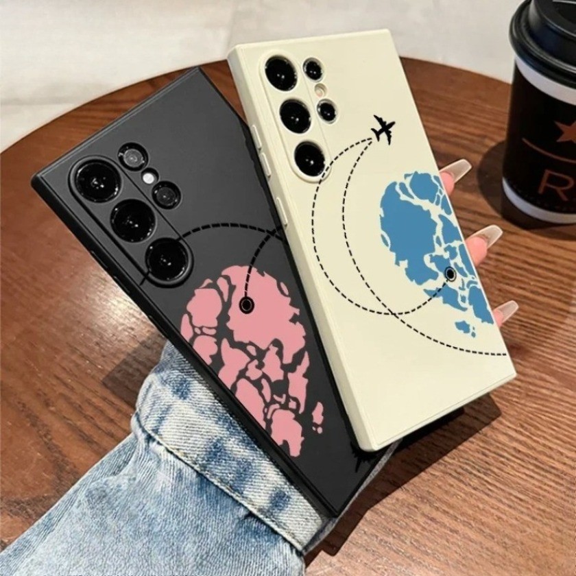 คู่หัวใจแผนที่เครื่องบินเส้นทางเคสโทรศัพท์สําหรับ Xiaomi Poco C75 C71 F7 Ultra X3 M3 Pro C85x C85 F8