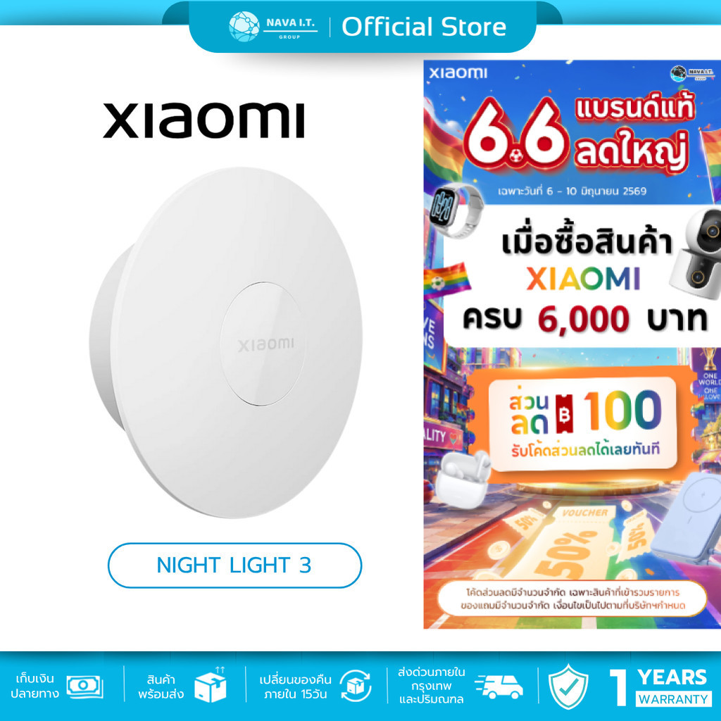 (มีส่งด่วน) Xiaomi Night Light 3 โคมไฟ ไฟกลางคืน เซ็นเซอร์ตรวจจับการเคลื่อนไหวของมนุษย์ ปรับความสว่างได้
