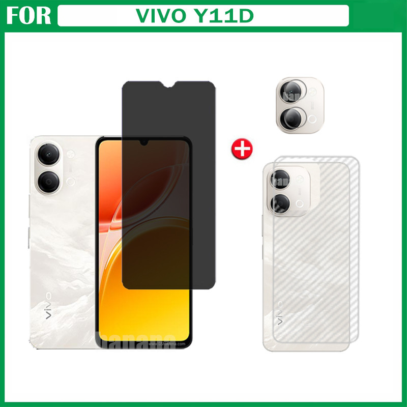 VIVO Y11D กระจกนิรภัย VIVO Y05 Y31D Y21D Anti-Spy กระจกนิรภัยป้องกันหน้าจอ+ฟิล์มเลนส์กล้อง+ฟิล์มด้านหลัง