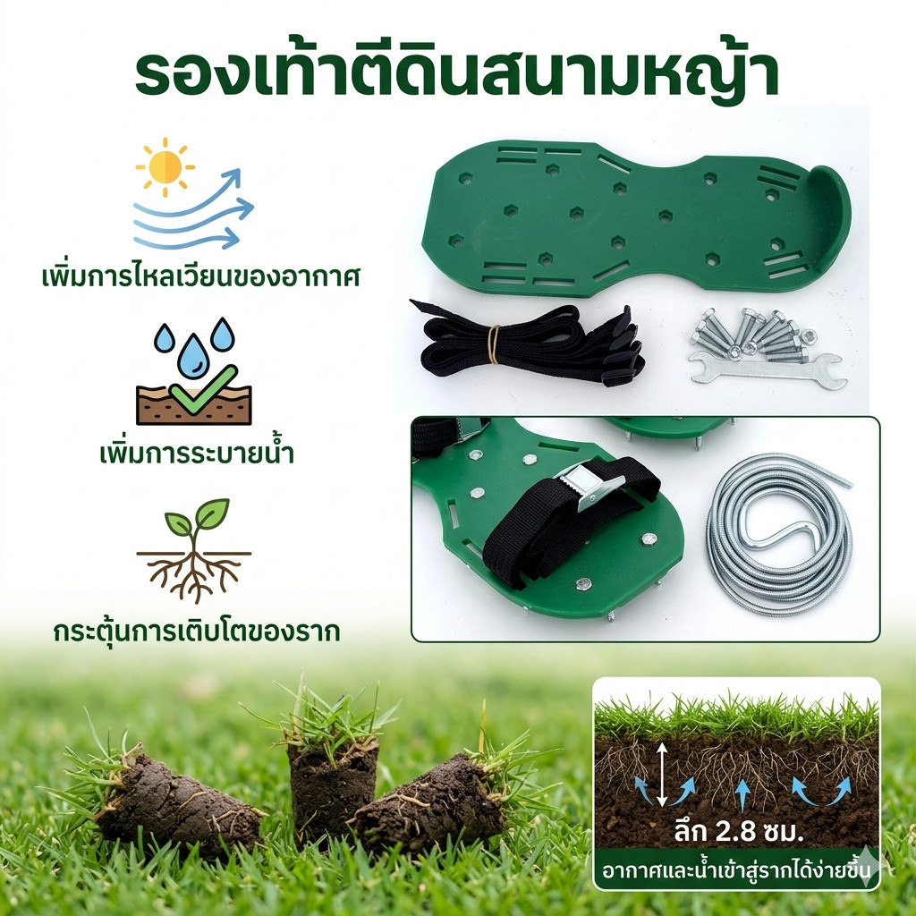 รองเท้าสนามหญ้า รองเท้าแตะ แบบหนาม 1คู่ รองเท้าหนาม สําหรับเครื่องกังหันน้ําหญ้า เติมอากาศ ฟื้นฟูสนามหญ้า/0094
