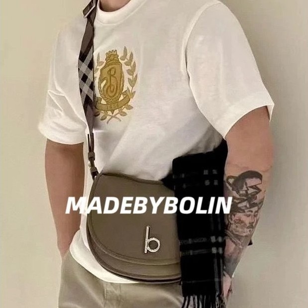 FW25 ต้นฤดูใบไม้ผลิสไตล์ใหม่ BBR ตัวอักษร B ป้ายปักรอบคอแขนสั้นเสื้อยืดผู้ชายผู้หญิงสไตล์เดียวกันเสื