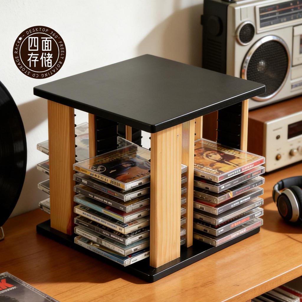 [คลังสินค้าพร้อม] Turntable CD Rack CD Album Sorting Rack เสียงภาพและคนรัก Retro Study ห้องนั่งเล่น 