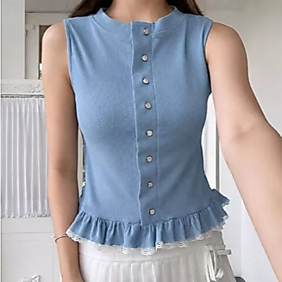 JIHOON Top Lace Knit Premium