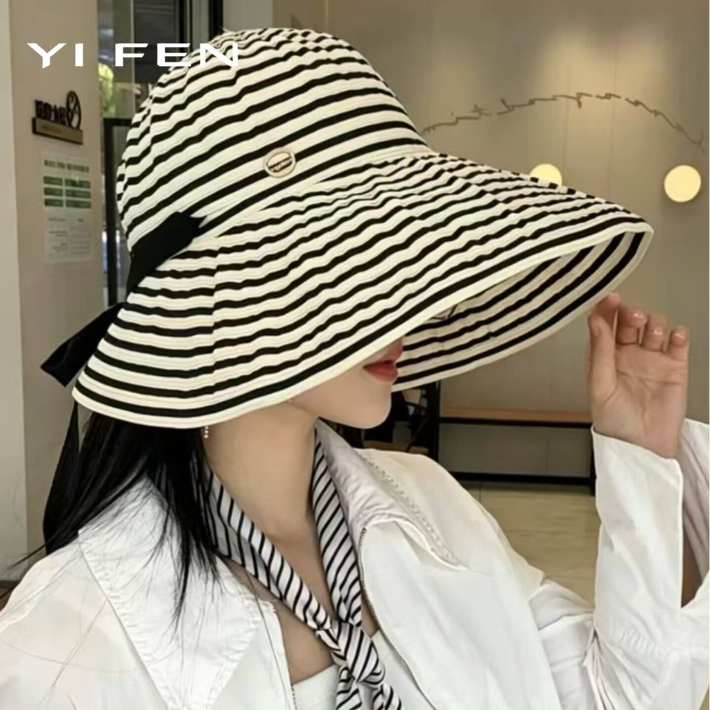 ยี่สิบ ฤดูใบไม้ผลิฤดูร้อนสไตล์ใหม่กลางแจ้งปีกใหญ่ลายม่านบังแดดหมวกกันแดดหญิงฤดูร้อนเดินทางป้องกันรังสีอัลตราไวโอเลตพับหมวกถั