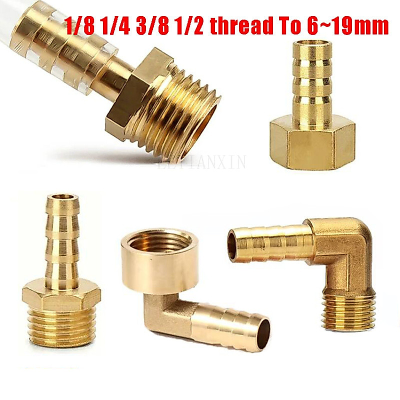 ข้อต่อท่อทองเหลือง ข้อต่อหนาม 6-19 มม. ถึง 1/2 3/4"3/8''/1/4'' เกลียวสําหรับสวนท่ออะแดปเตอร์ตรง /ขั้วต่อข้อศอก 1 ชิ้น