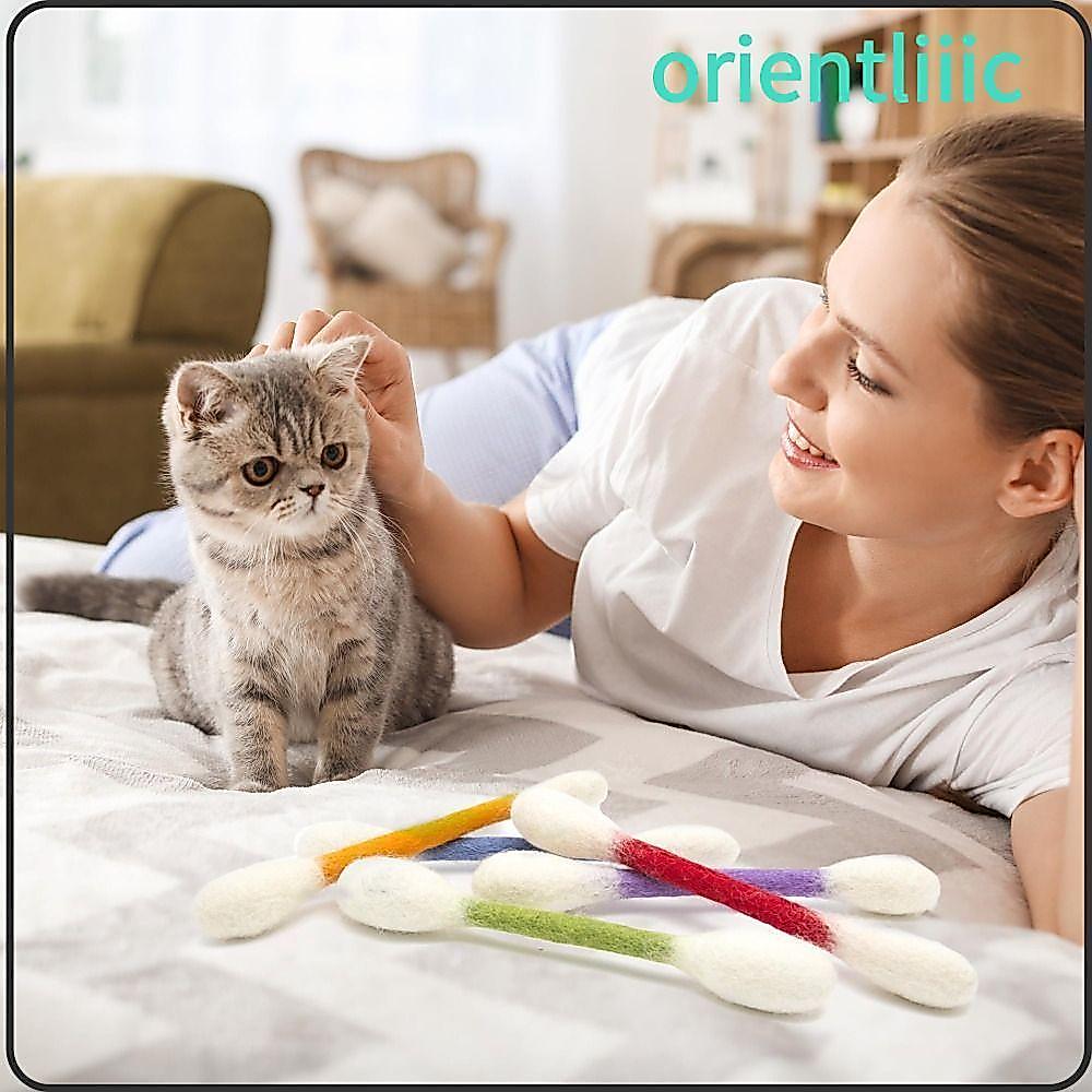 ORIEN 6PCS Giant Swabs Cat Toys สักหลาดนุ่ม น้ำหนักเบา ของเล่นแมว Chew Teething สำหรับลูกแมว