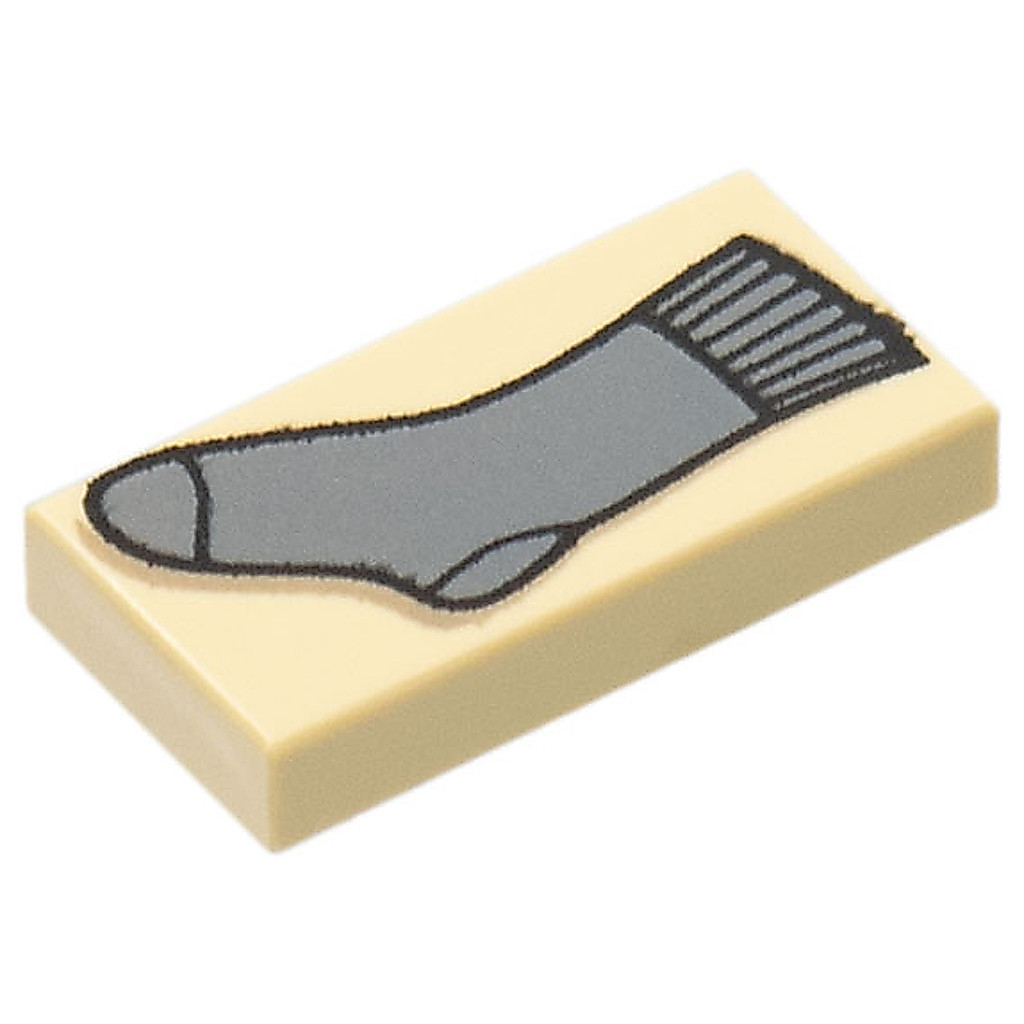 Brick2cube Part - Tile 1 x 2 with HP Sock Pattern - 3069pb0132
