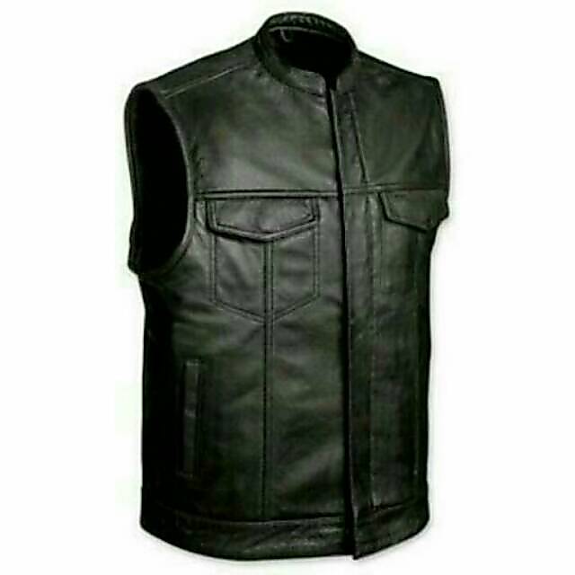 เสื้อกั๊กหนังกึ่งหนังสําหรับผู้ชาย 124 MOTORCYCLE VEST BIKERS VEST