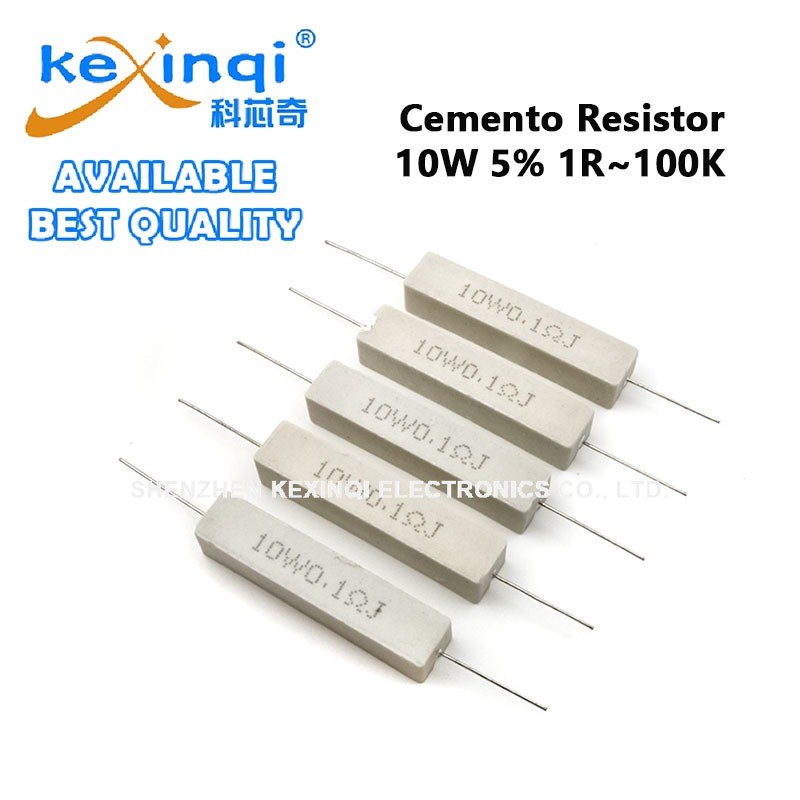 (2 ชิ้น) 10W 5% ตัวต้านทานพลังงานซีเมนต์ 1R 2.2R 4.7R 10R 27R 33R 68R 100R 680R 1K 10K 22K 100K