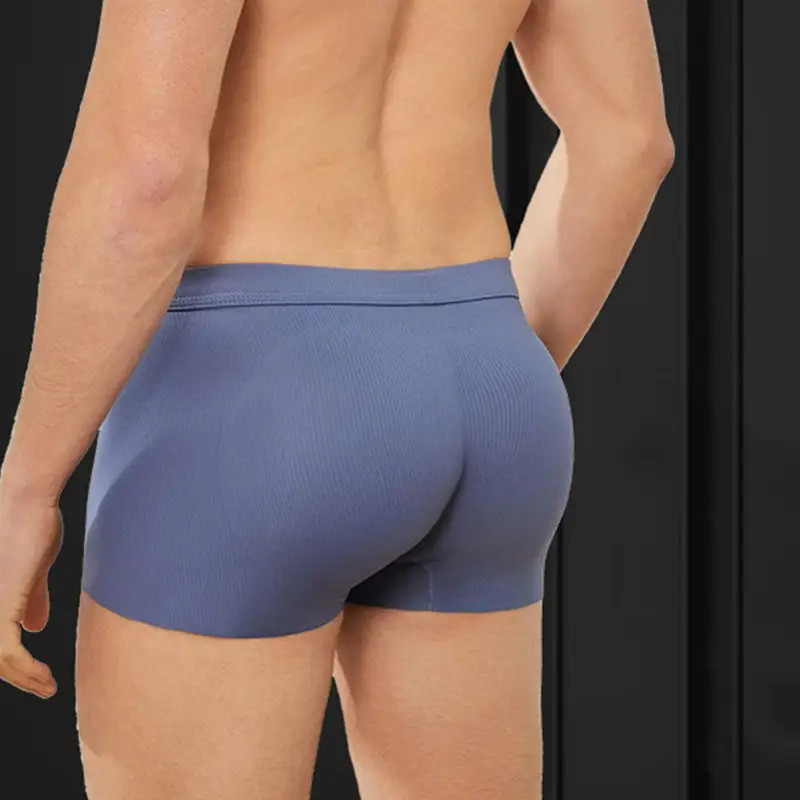 Fake Ass Men Boxers 3D Design Traceless Effect Mid-rise Underpants Solid Color Boxers