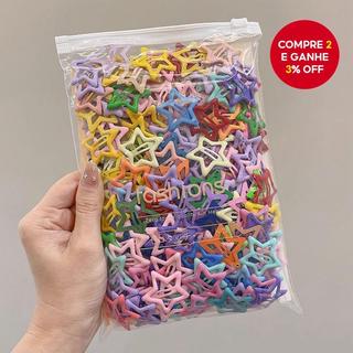 Grampos De Cabelo Com Estrela Colorida Para Meninas , Da Moda , Franja Lateral , Acessórios Infantil , 50 Peças