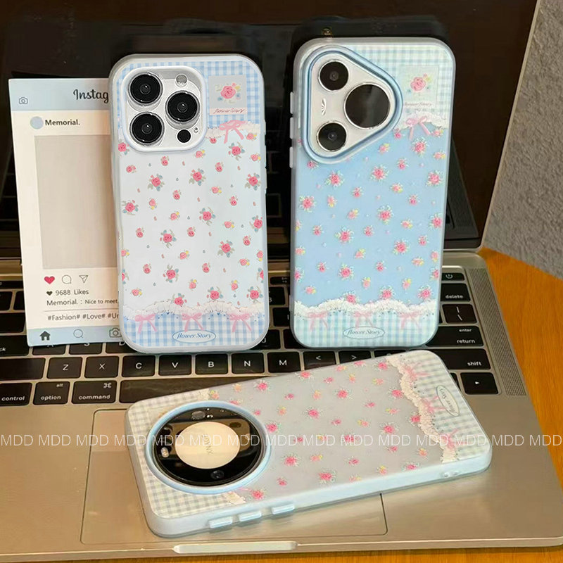 2in1 กันล้ม เคส For OPPO Reno 14 13 12 7 Pro 14F 11F 11A F17 F25Pro 8T 8  6 4 Lite 4F A5Pro A93 A79 A74 A54 ดอกไม้ฝาหลัง