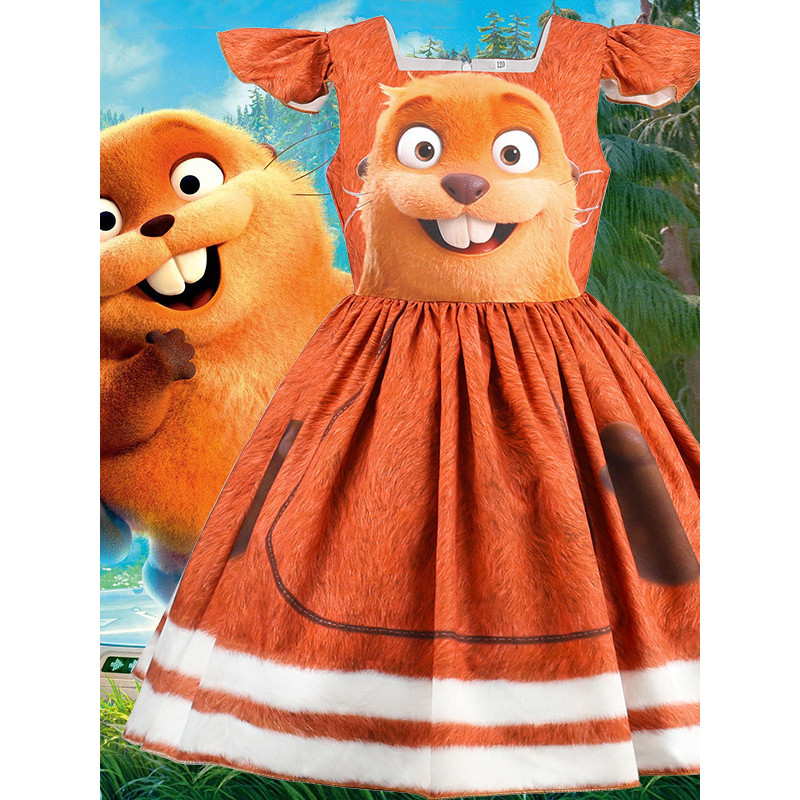 Mabel Beaver Transformation Plan น่ารักบินแขนชุดสาวการ์ตูนสัตว์ชุด Mabel พิมพ์กระโปรง