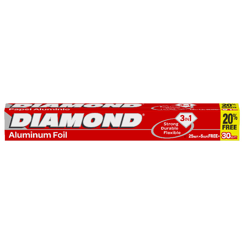 ไดมอนด์อลูมิเนียมฟอยด์ 25ตารางฟุต Diamond Aluminum Foil 25sq ft. [หมายเลขบาร์โค้ด 0010900000840 ] ราคาถูก Shopee Lazada