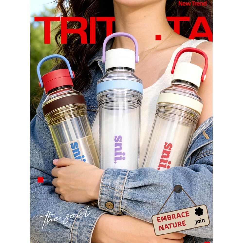 2026新款 Tritan ขวดน้ำนักกีฬา 620ml ทนร้อน หูจับ หลอดดูด ชงเย็น เหมาะสายออกกำลังกาย