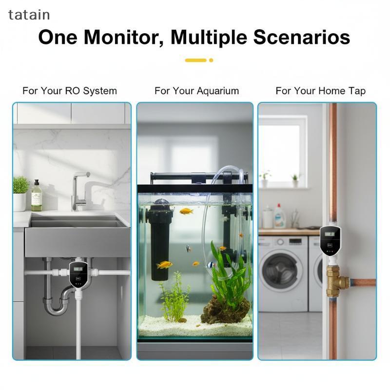 Tatain 1 ชุดเครื่องทดสอบคุณภาพน้ําออนไลน์ TDS Monitor 0-999 PPM สําหรับกรองน้ําประปาน้ําดื่มและถังปล