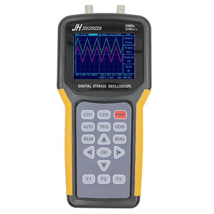 คุณภาพสูงแบบพกพา JDS2022A 20MHz 2-Channel Digital Storage Handheld Virtual Oscilloscope ความละเอียดส