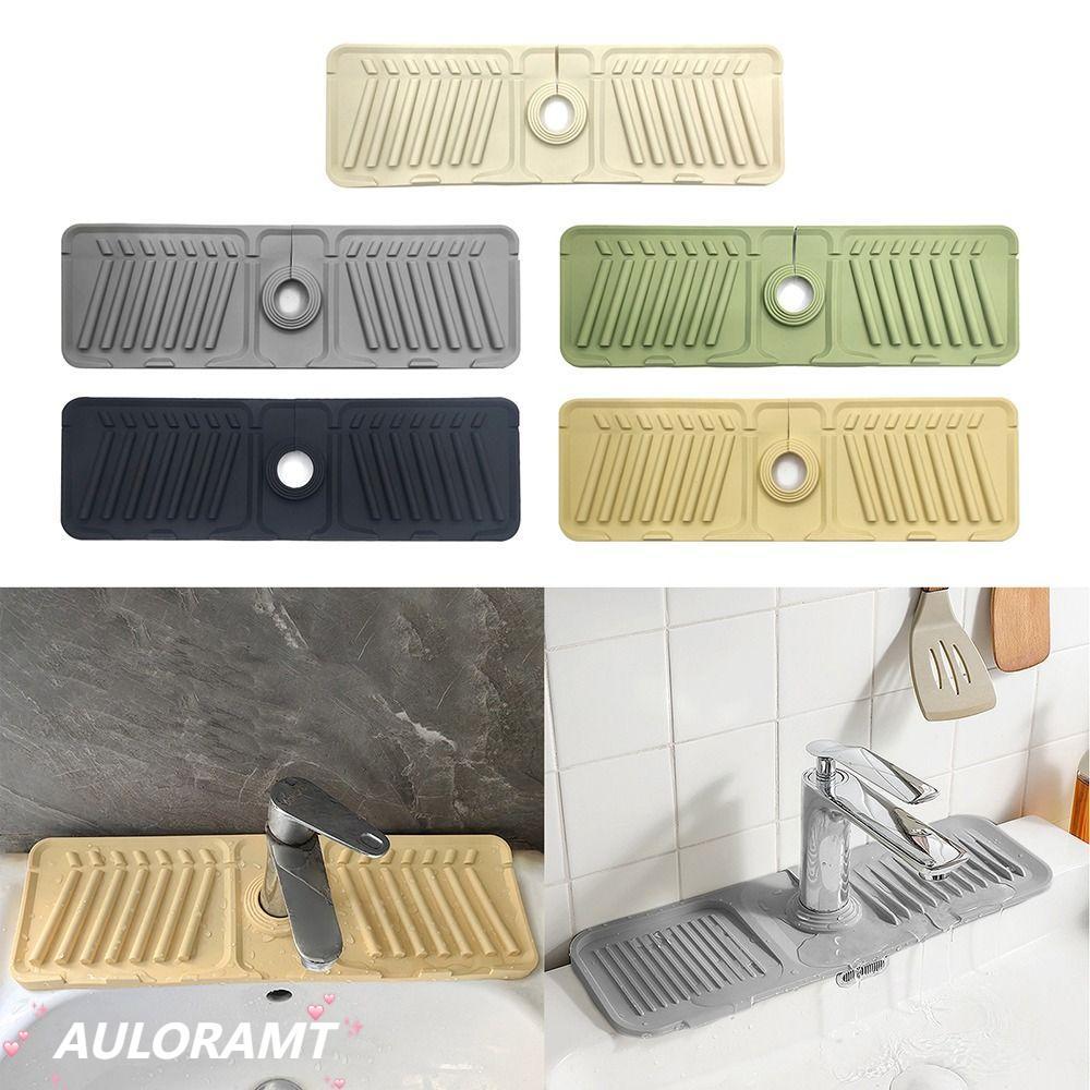 AULORAMT ท่อระบายน้ําก๊อกน้ํา Pad, ซิลิโคนความสูง Slope Sink Splash Mat, ทนทาน Anti-Splash Anti-slip Thicken สระว่ายน้ําสบู่ Pad ห้องน้ํา