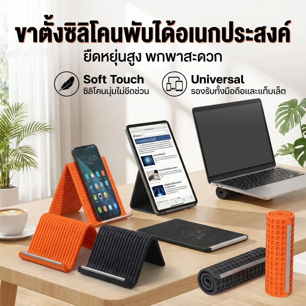 ที่วางโทรศัพท์อเนกประสงค์ ขาตั้งมือถือ ดัดได้ทุกมุม ดีไซน์ชิ้นเดียว พับได้ทุกมุม ใช้ได้กับมือถือ/แท็บเล็ต/โน้ตบุ๊ก