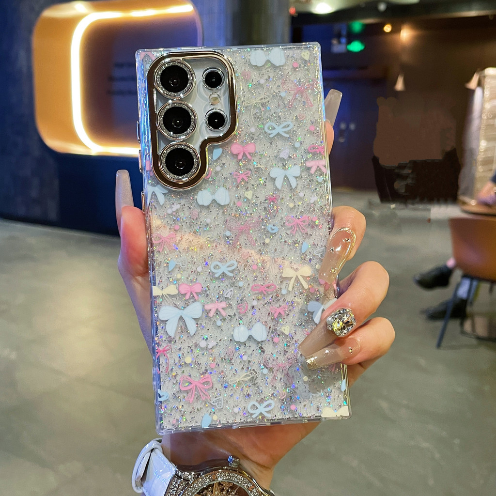 New style กรอบเลนส์ในตัว แวววาว โบว์ เคส For Samsung Galaxy S26 Ultra S26Plus S25 Ultra S25Plus S24 S24Plus S23 Ultra Full Coverage phone case ป้องกันการตก IMD หรูหรา เคสโทรศัพท์มือถือซัมซุง