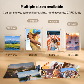 Magnetic กรอบรูป แม่เหล็กติดตู้เย็น กรอบรูปอะคริลิก ที่วางการ์ด โปร่งใส ผนังรูปภาพ DIY กรอบรูปขนาดเล็ก การตกแต่งตู้เย็น