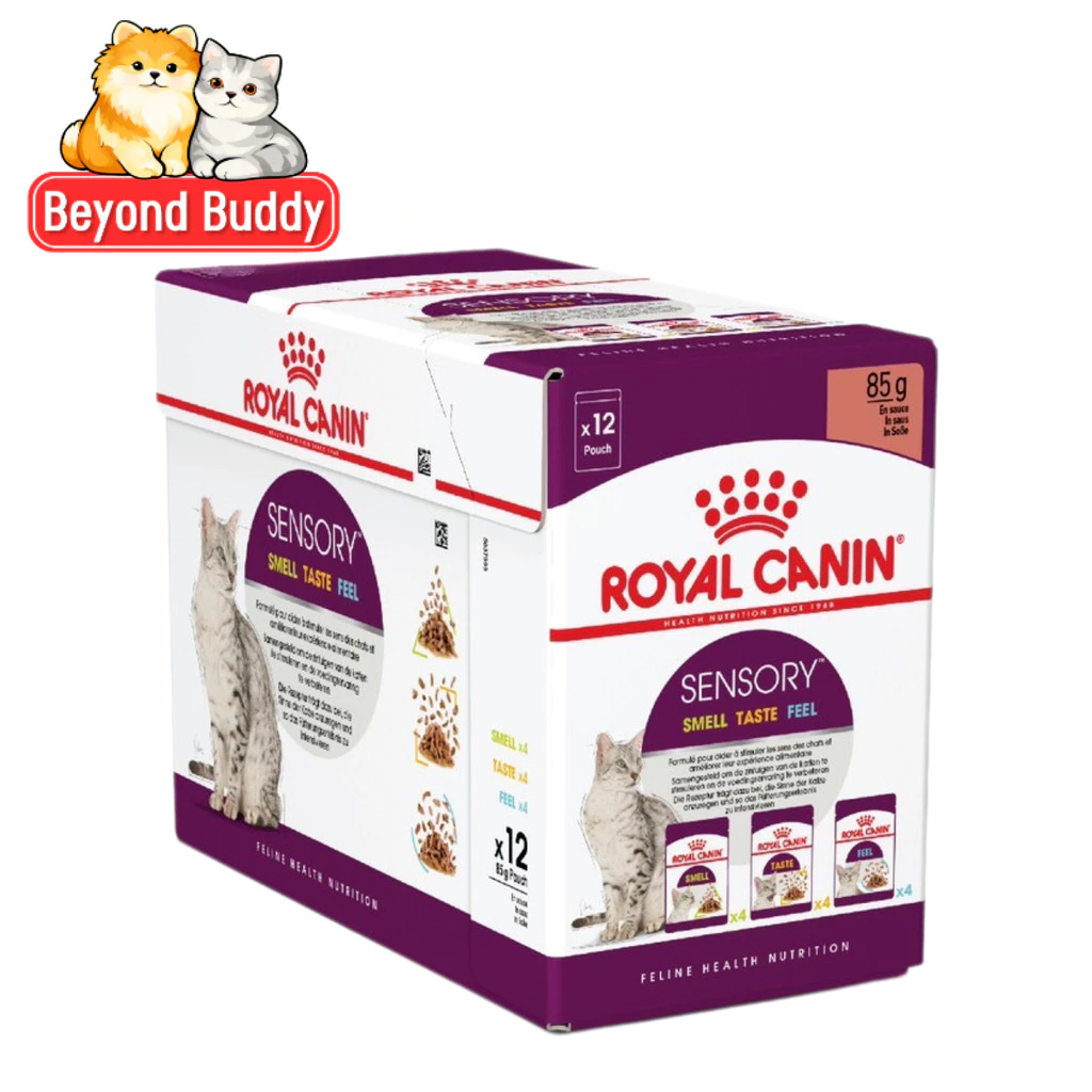 ( รวมรส 12 ซอง ) Royal Canin โรยัล คานิน Sensory multi Pack รวม 3 แบบ Taste Smell Feel เปียกแมว