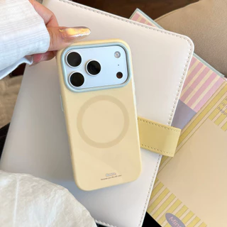 Niche Simple Magnetic เหมาะสําหรับ Apple 17pro max เคสโทรศัพท์ iphone16 สไตล์เกาหลี ins Soft 15 Macarons