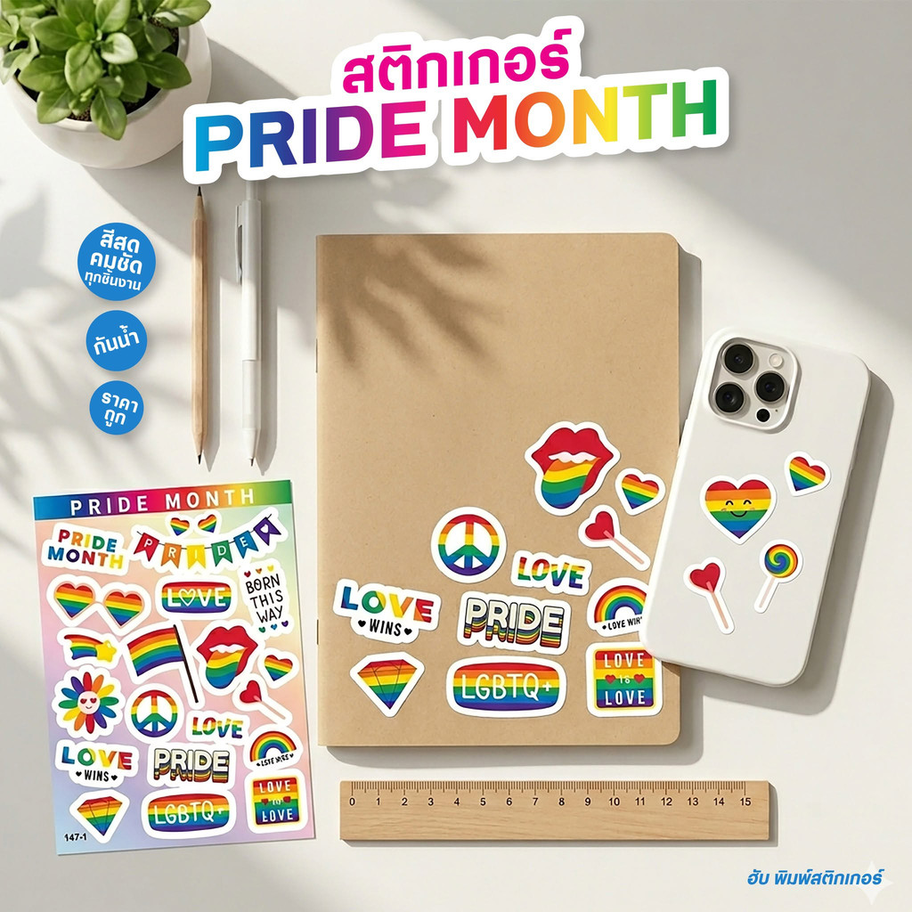 ฮับพิมพ์สติกเกอร์ Sticker- PPกันน้ำ- Pride month (4.2x5.7นิ้ว) - 147