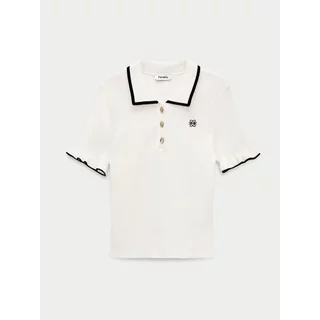 [Pomelo] เสื้อโปโลถักขอบตัด / Contrast Trim Polo Knit Top