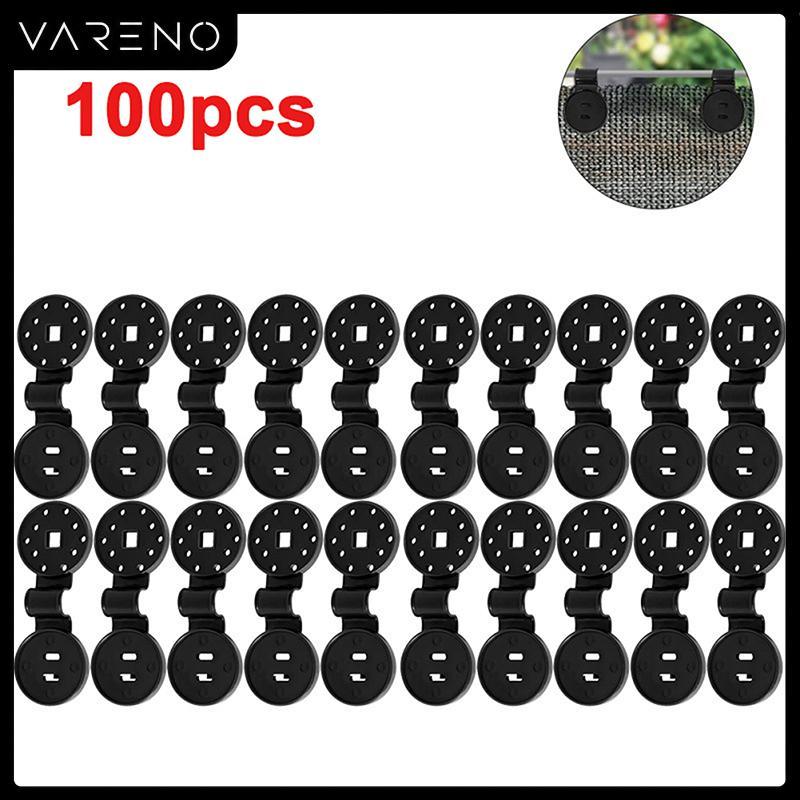 Vareno คลิปหนีบพลาสติกกันแดด100ชิ้นคลิปตาข่ายจับผ้าเรือนกระจกตะขอตาข่ายแบบห่วง