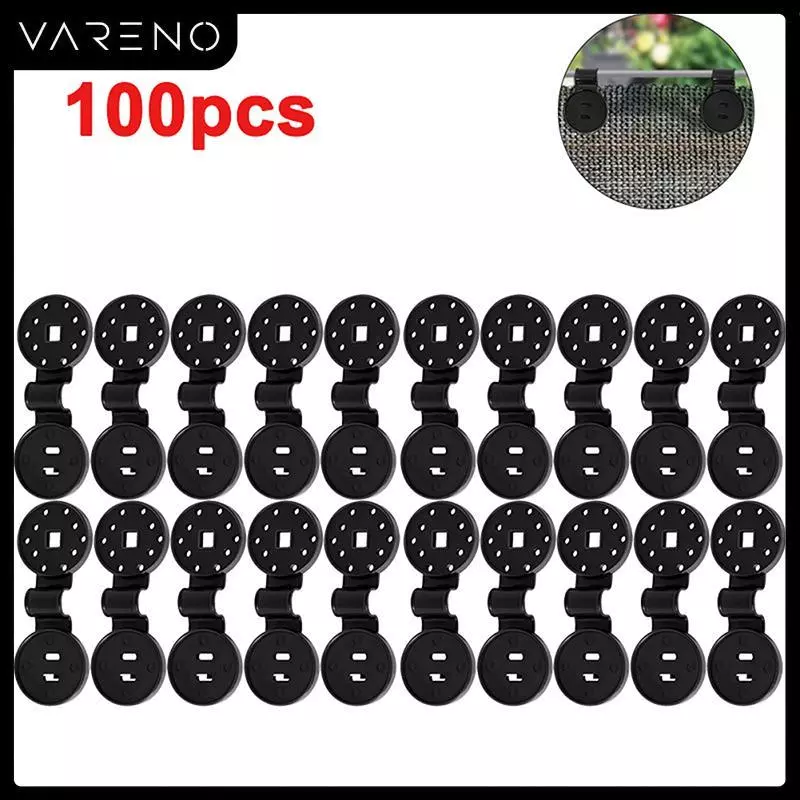 Vareno คลิปหนีบพลาสติกกันแดด100ชิ้นคลิปตาข่ายจับผ้าเรือนกระจกตะขอตาข่ายแบบห่วง
