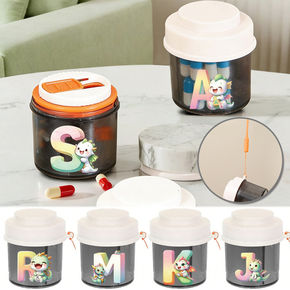 Outdoor Lanyard Pill Storage Box Mini Medicine Box Home Medical Sealed Organizer Small Box Cartoon a