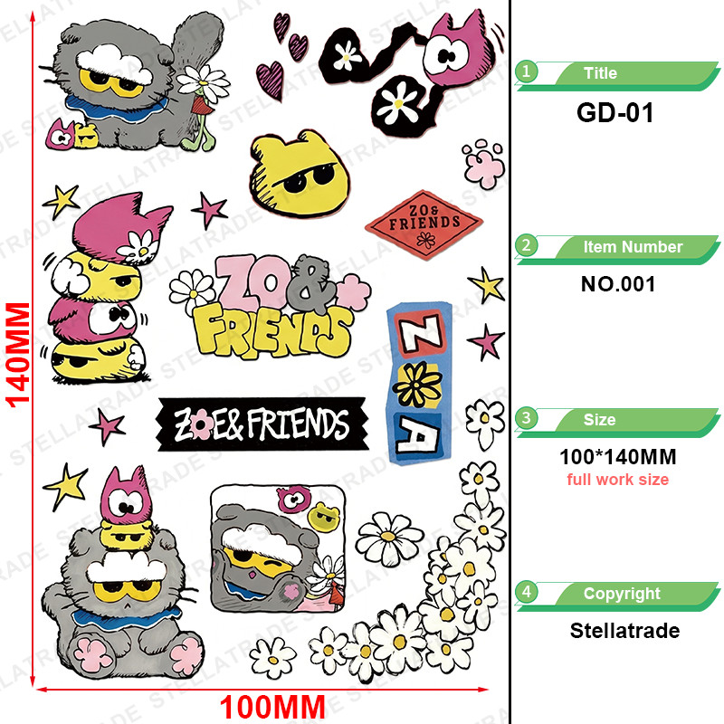 G-DRAGON ZOA Cat UV DTF สติ๊กเกอร์กันน้ํา Transfer Decal รูปที่ 8