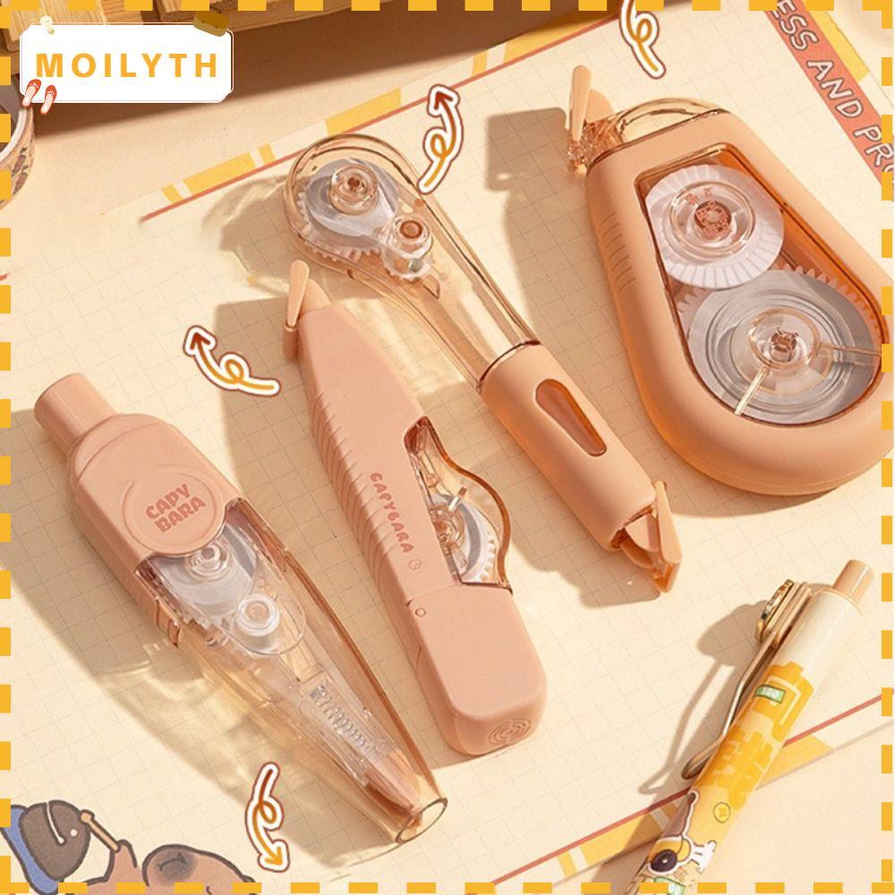 MOILYTH 4 ชิ้น/เซ็ตเทปลบคําผิด, เงียบ 38M ความจุขนาดใหญ่เทปเคลือบเงียบ, การ์ตูน Non-repetitive Capybara กลับของขวัญโรงเรียนนักเรียน Alteration เทปโรงเรียน Office