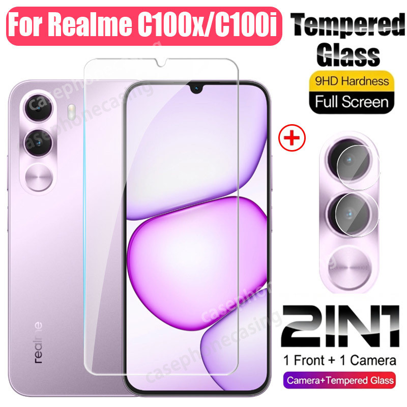 ป้องกันหน้าจอสําหรับRealme C100x C100i C100 4G 5G 2026 กล้องProtector 9Hแก้ว 2in1 กระจกนิรภัยClear Viewกระจกป้องกันฟิล์ม