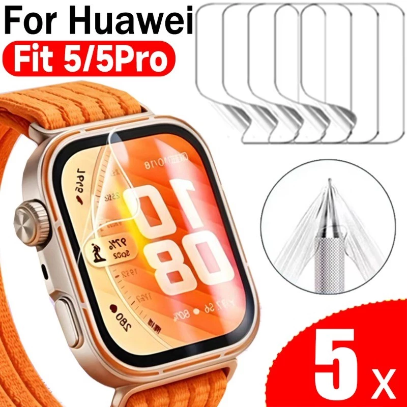 1/3/5 ชิ้นป้องกันหน้าจอสําหรับนาฬิกา Huawei Fit 5 Pro Soft HD Anti-scratch Hydrogel ฟิล์มสําหรับนาฬิกา Huawei Fit4 Pro/Fit4/3 ฟิล์มป้องกันไม่แก้ว