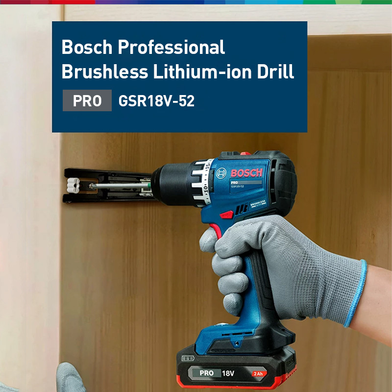 Bosch GSR18V-52 สว่านไร้สายไดร์เวอร์สว่านไขควง 18V สว่านไฟฟ้าสว่านกระแทกไม่มีแบตเตอรี่
