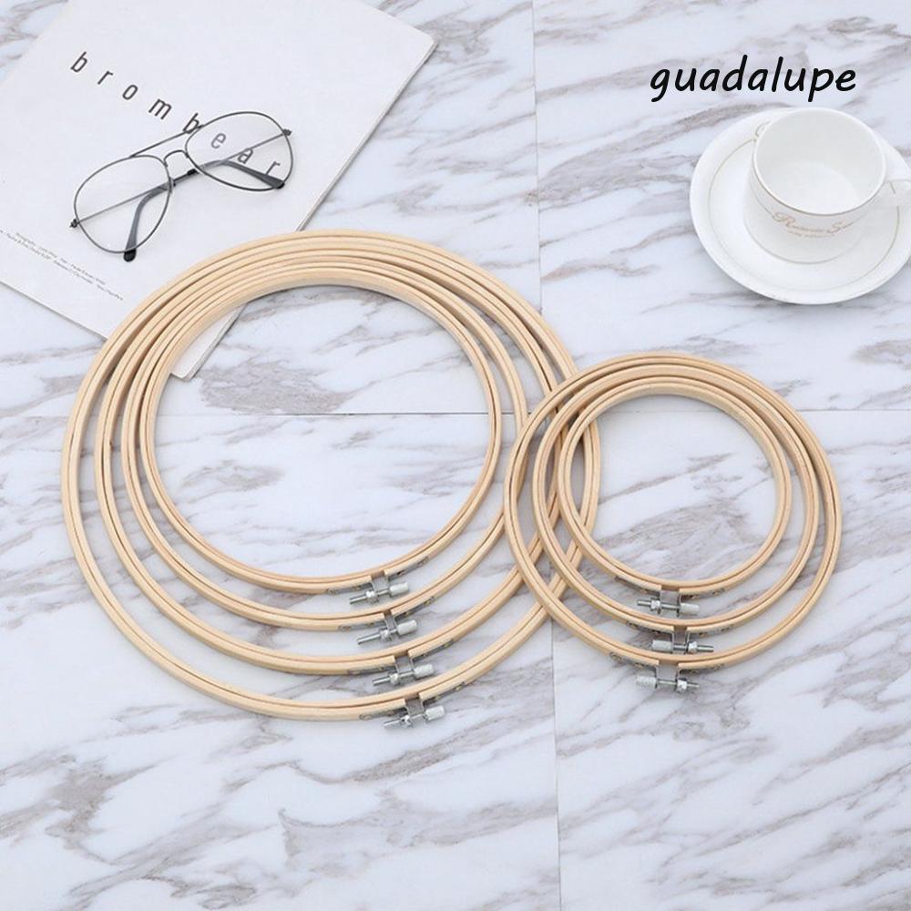 GUADALUPE เย็บปักถักร้อย Hoop วัสดุไม้ไผ่ 10-40 ซม.ปรับ Creative Handmake Retro เย็บเครื่องมือ