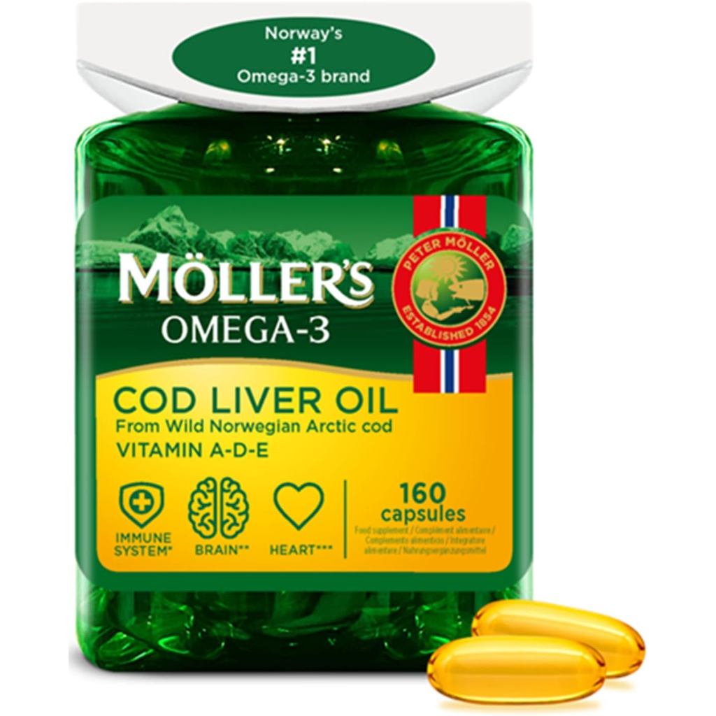 Moller  ® | แคปซูลน้ํามันตับปลา | Omega 3 Fatty Acids DHA & EPA, ประกอบด้วยวิตามิน A, D & E, รองรับร