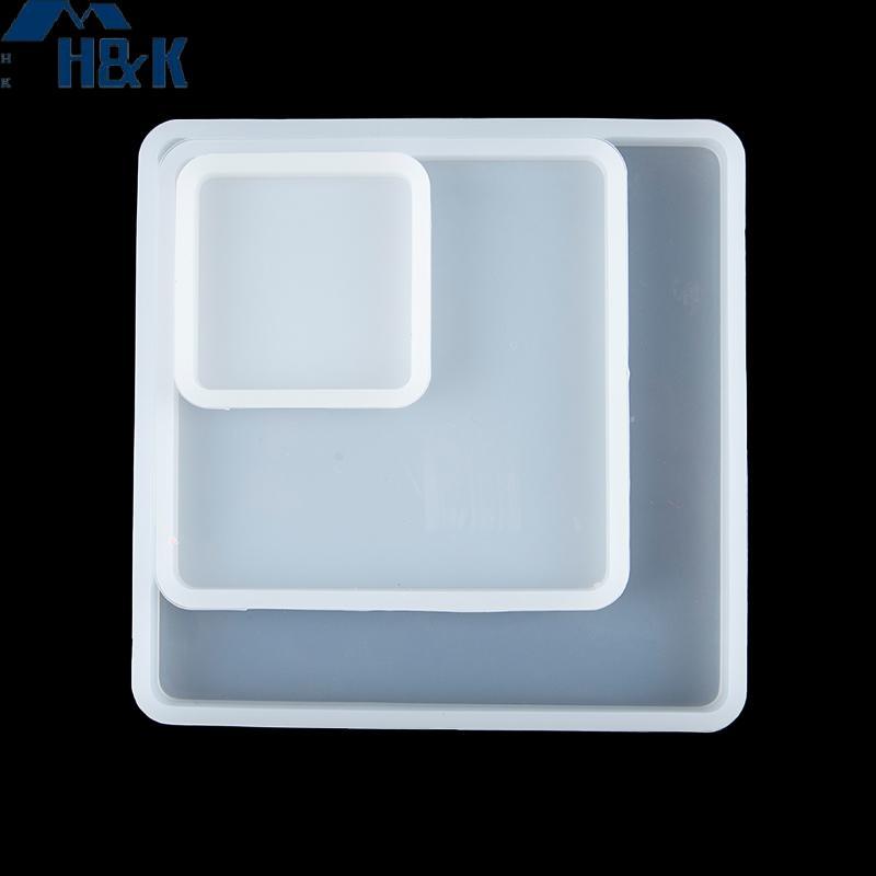 [H&K] แม่พิมพ์อีพ็อกซี่หล่อซิลิโคนสี่เหลี่ยมสําหรับ DIY ถาดเรซิน Coaster เครื่องประดับ Moulds {th}