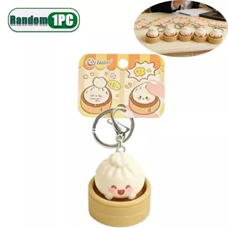 CLICKER พวงกุญแจห้อยกระเป๋า ซาลาเปา 3D ของเล่นคลายเครียด การ์ตูนน่ารัก จี้กระเป๋าเป้าขนาดเล็ก สำหรับเด็กชายหญิง