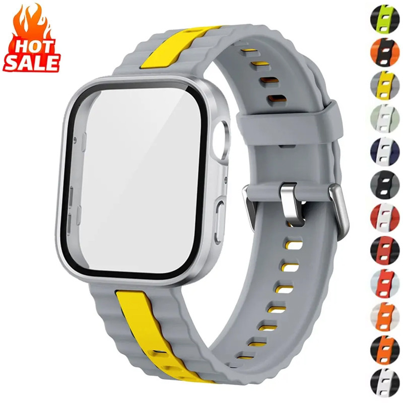 Two tone สายซิลิโคน + PC สําหรับ Huawei Watch Fit 5 Pro/Fit 5/Fit 4 Pro/Fit 4/Fit 3 สาย + กรณีพร้อมป้องกันหน้าจอสําหรับ Huawei Watch Fit4 Fit3