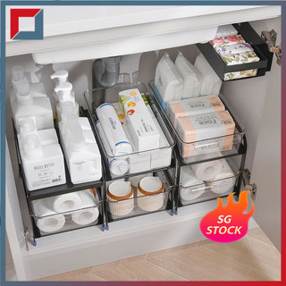 (SG STOCK)Under-sink pull-out shelf cabinet shelf kitchen spice bathroom cabinet kitchen cabinet multi-drawer storage shelf UQRN drawer organizer