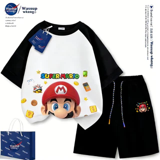 【จัดส่งไทย】2ชิ้น TMเซ็ตชุดเด็ก NASAลายมาริโอ้ เสื้อ+กางเกง ชุดสองชิ้น ชุดผ้าฝ้ายเด็ก ชุดมาริโอ เสื้อผ้าเด็กชาย ชุดก#2
