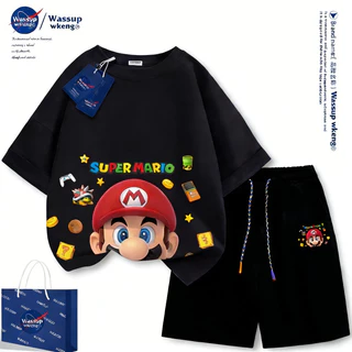 【จัดส่งไทย】2ชิ้น TMเซ็ตชุดเด็ก NASAลายมาริโอ้ เสื้อ+กางเกง ชุดสองชิ้น ชุดผ้าฝ้ายเด็ก ชุดมาริโอ เสื้อผ้าเด็กชาย ชุดก#2