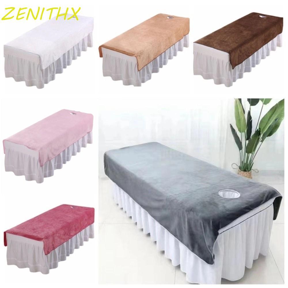 ผ้าคลุมเตียง ZENITHX SPA, ผ้าปูที่นอนเครื่องสําอางสีทึบสบาย, กํามะหยี่แห้งเร็วหนาพร้อมแผ่นเตียงนวดรูใบหน้าเครื่องมือความงาม