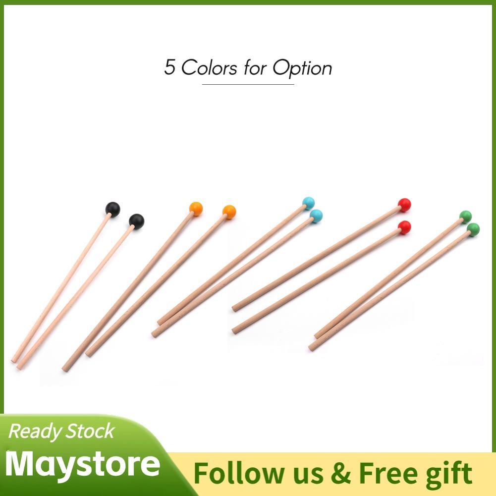 Maystoree 1 คู่ระนาด Marimba Mallet หัวยาง Drumsticks Percussion Glockenspiel Mallets สำหรับลิ้นกลอง (สีดำ)