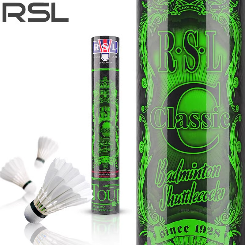 R RSL Yashilong Premium Classic Badminton C-Class Preferred Goose Feather ทนทานต่อการเล่นเกม Ball Fe