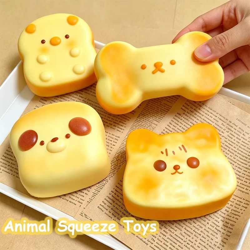 Squeezable Slow Rising Squishy ของเล่น, ขนมปังน่ารัก/กระดูกรูปร่างของเล่นบีบ, ของเล่นอยู่ไม่สุขบรรเทาความเครียดนุ่มสําหรับเด็กผู้ใหญ่